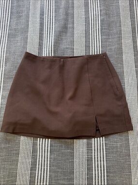 Women's Brown Mini Skort with Side Slit